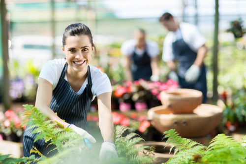 Supervisors reviewing safety measures before gardening tasks continue